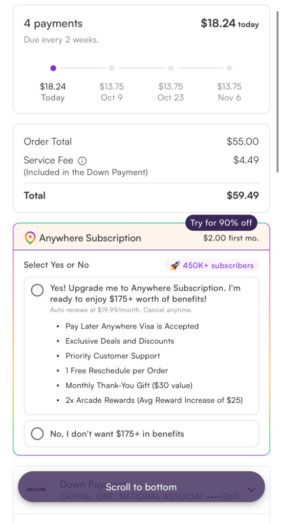 Sezzle Anywhere for buying shoes