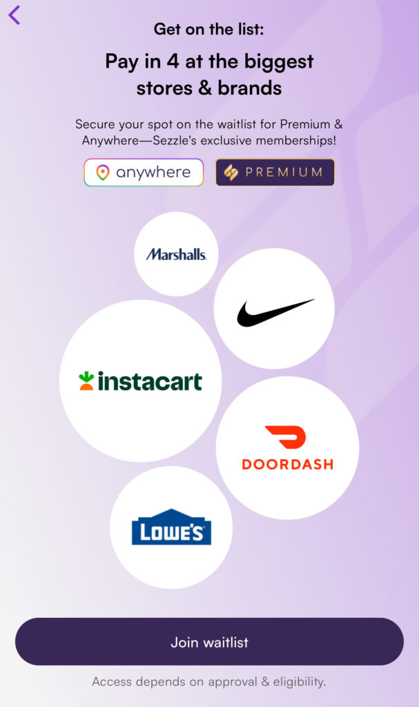 Sezzle pay in 4 brands