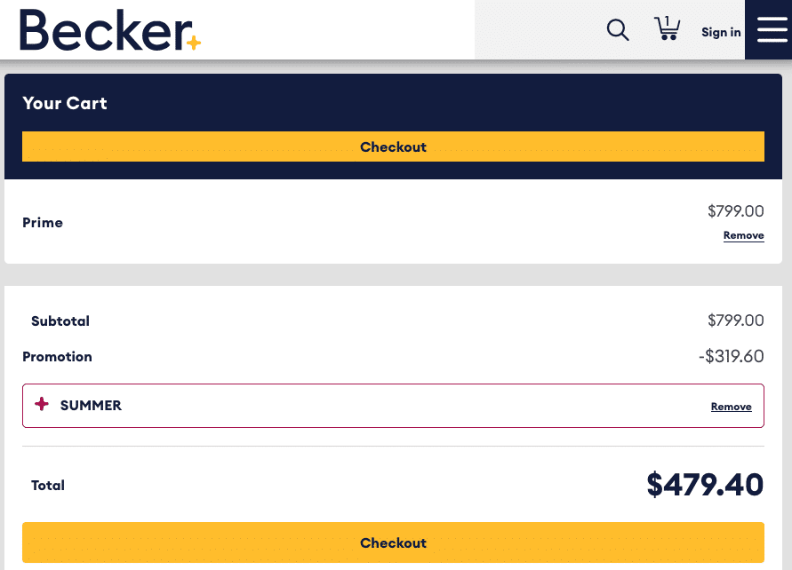 Becker CPE promo code at checkout