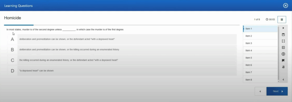 Kaplan bar questions