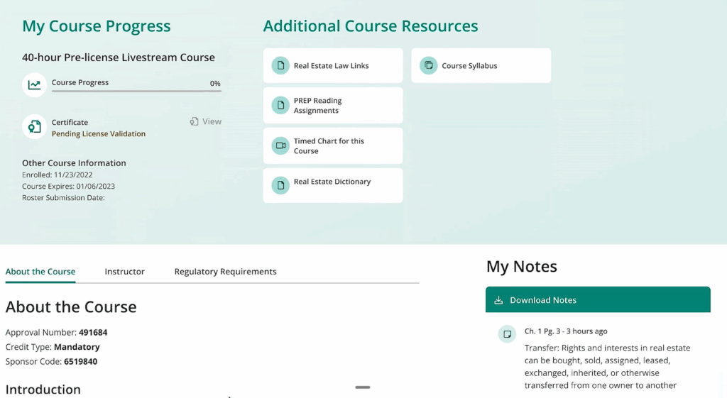Colibri course progress