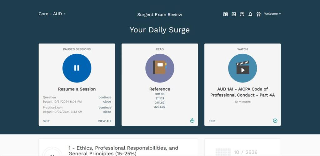Surgent CPA daily surge