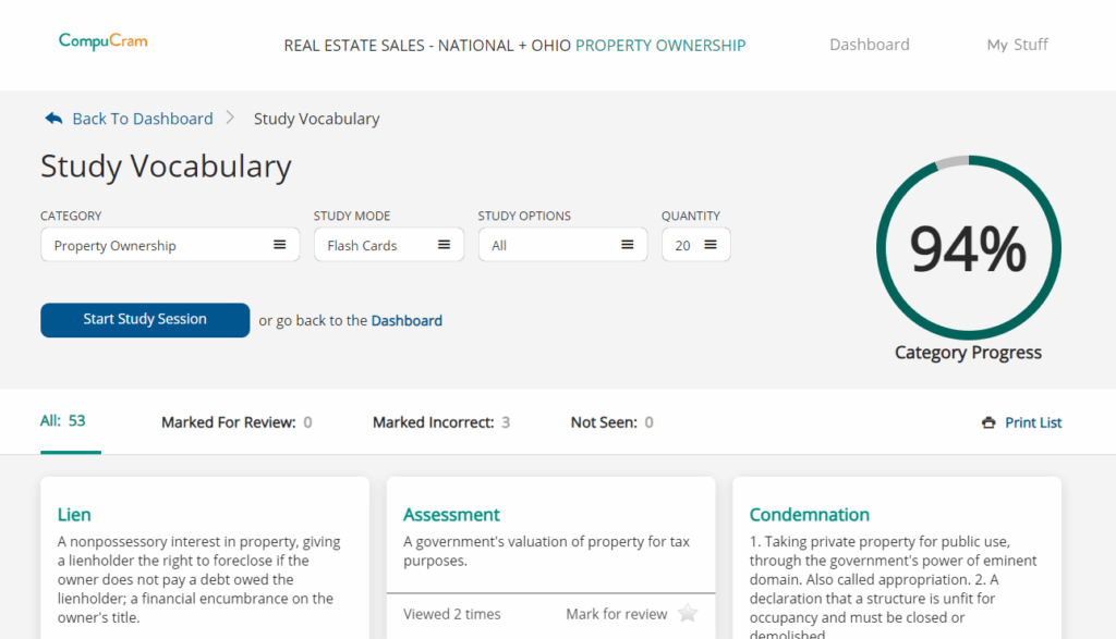 Compucram study vocab