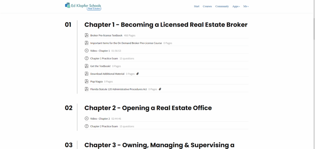 Ed Klopfer School of Real Estate chapters