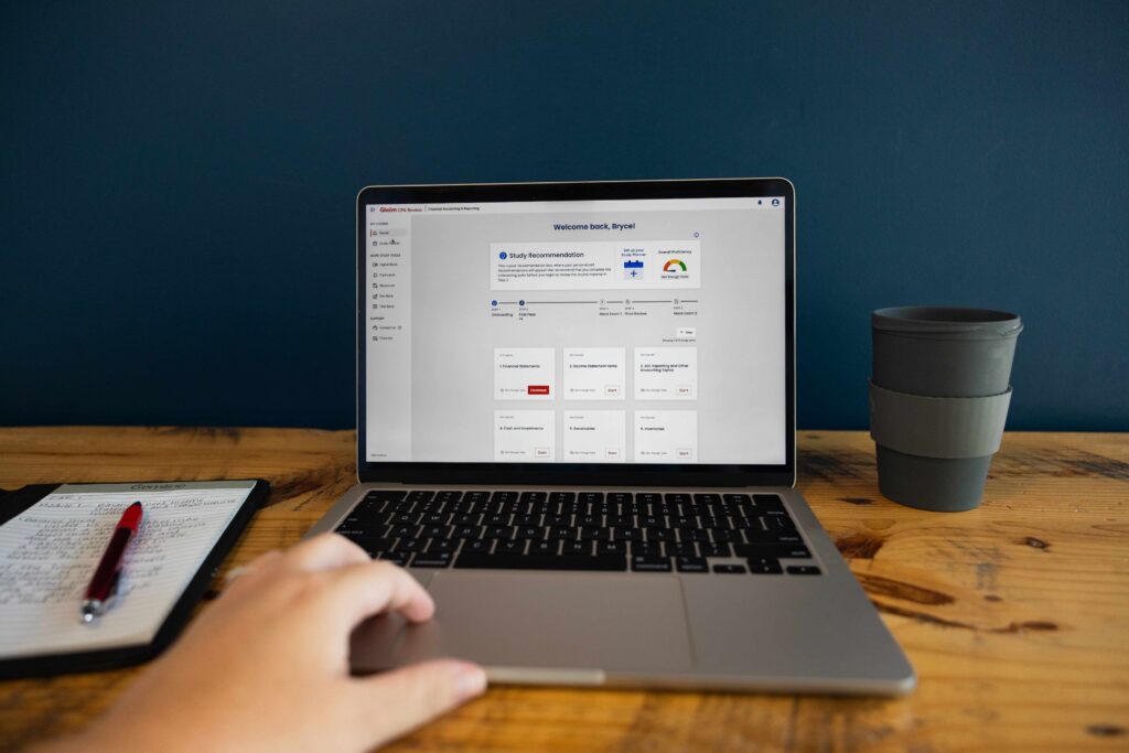 Gleim CPA dashboard with performance tracking