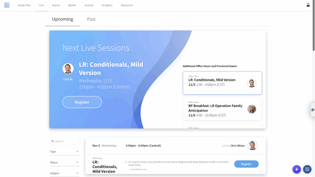 Blueprint LSAT study sessions