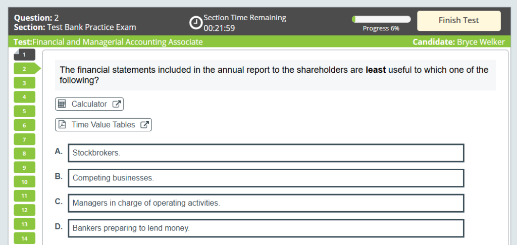 Gleim FMAA practice exam