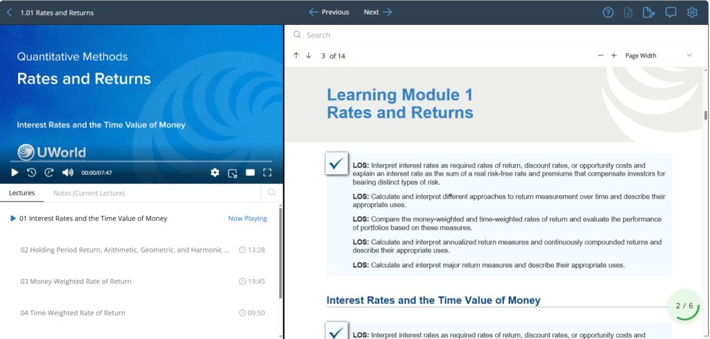 UWorld CFA study materials