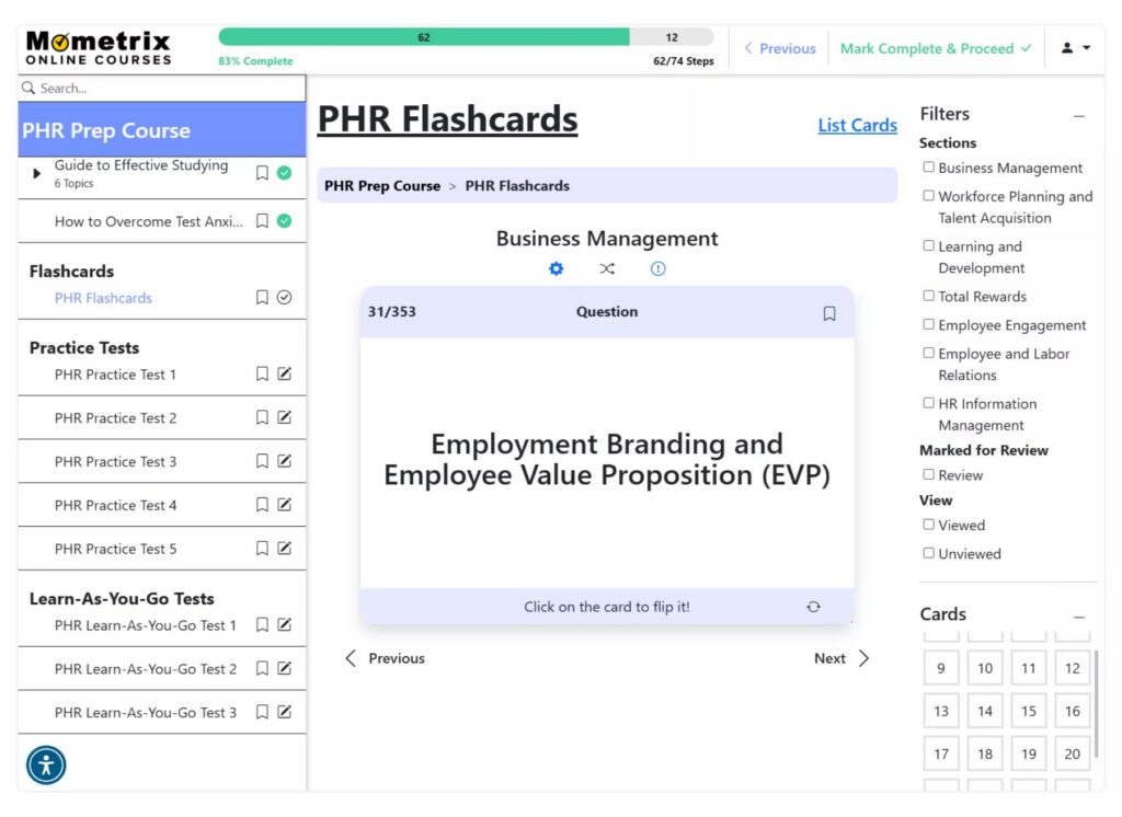 Mometrix PHR flashcards