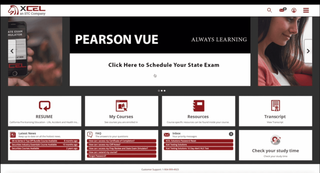 XCEL pearson vue schedule exam