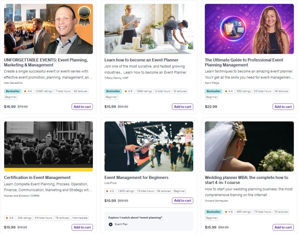 Udemy event planning