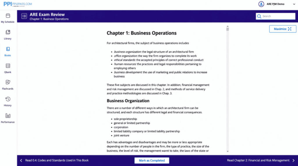 PPI2Pass ARE 5.0 Learning Hub dashboard