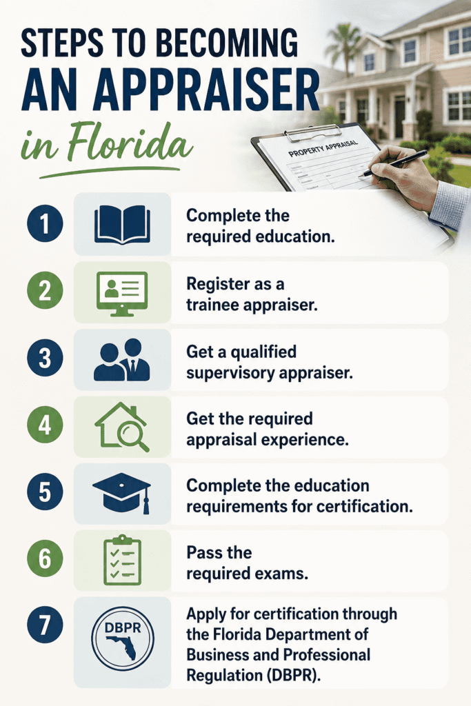 Steps to becoming an appraiser in Florida