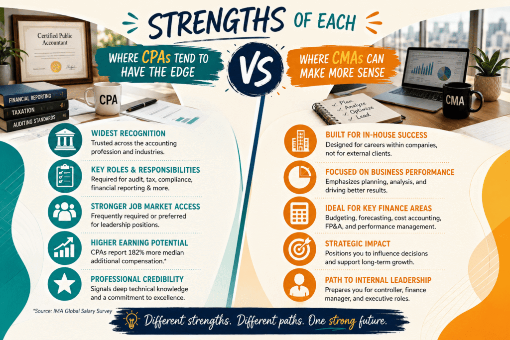 CPA and CMA salary comparison chart