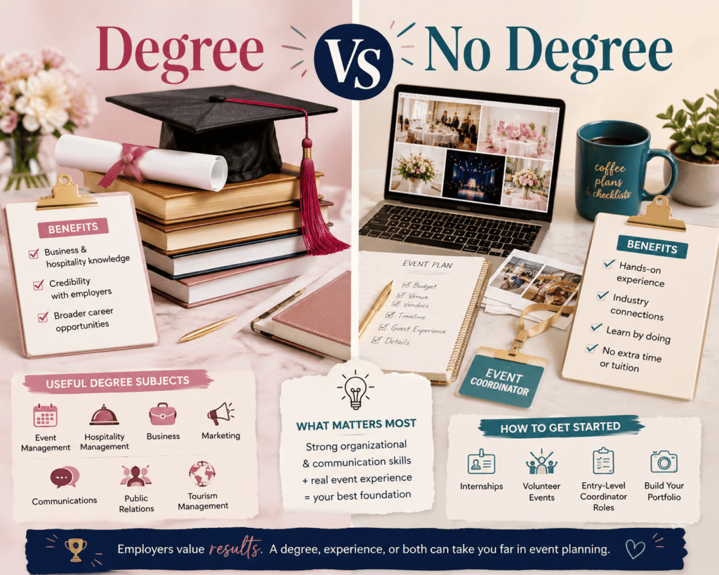 Event planner education paths including degrees and certifications