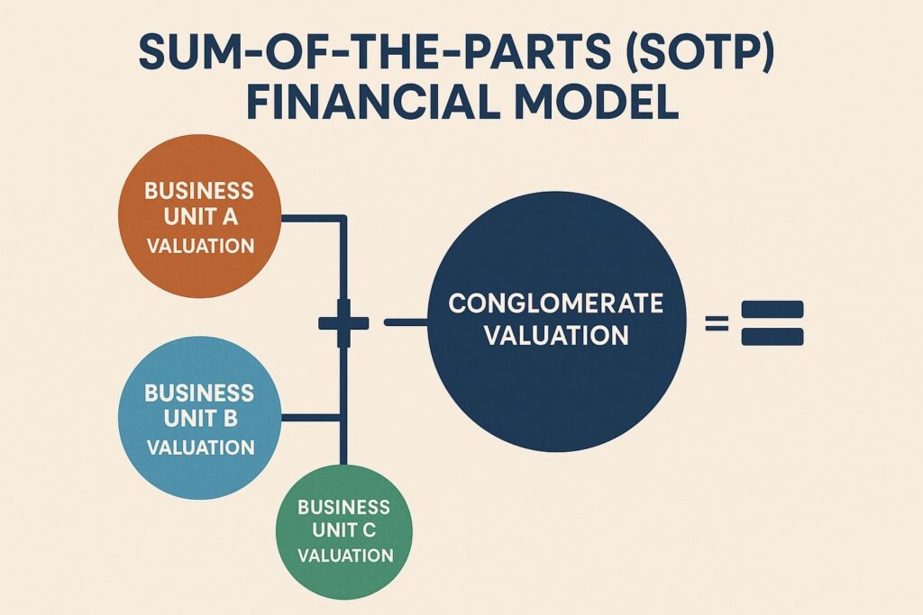 Sum-of-the-parts (SOTP) financial model adding business unit valuations
