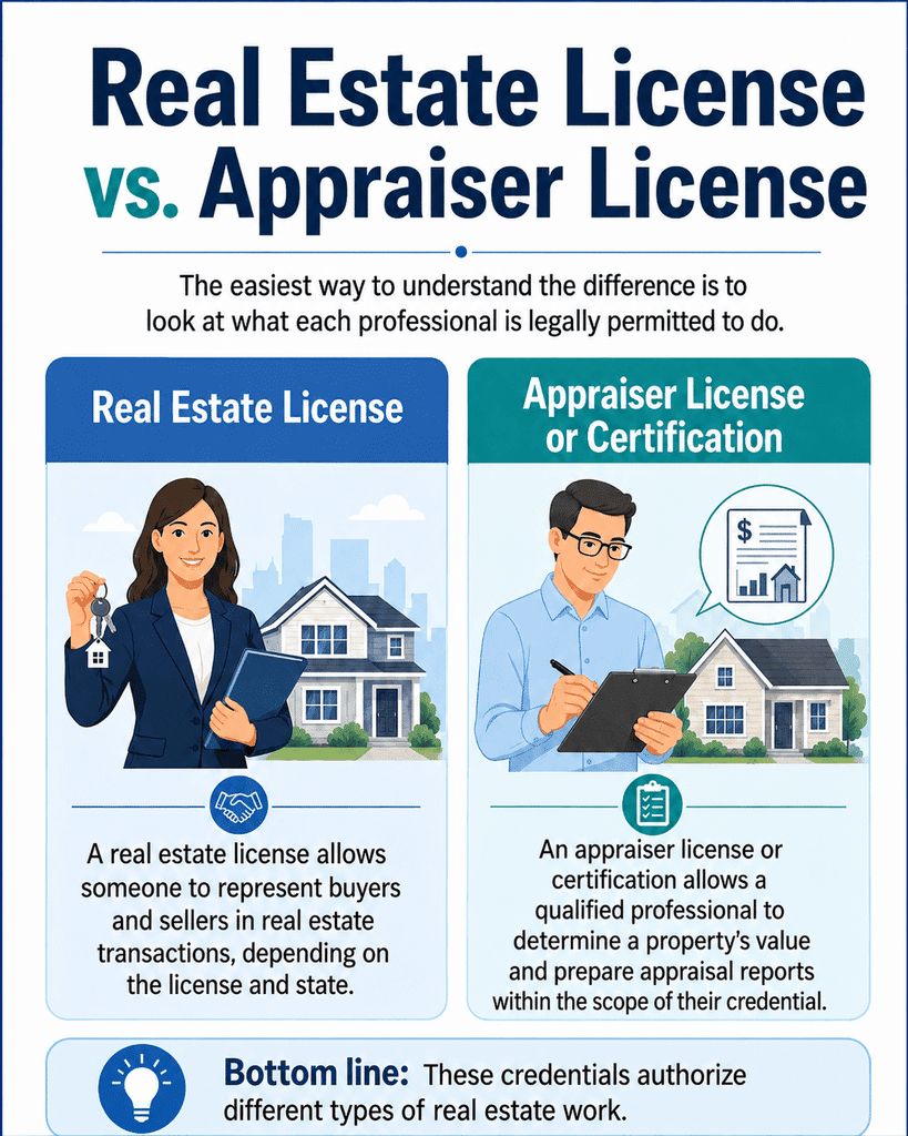 Real estate license vs appraiser license