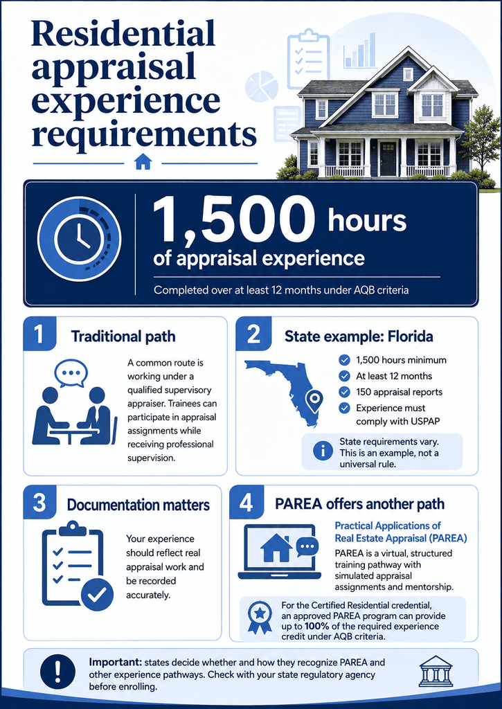 PAREA pathway for appraisal experience hours