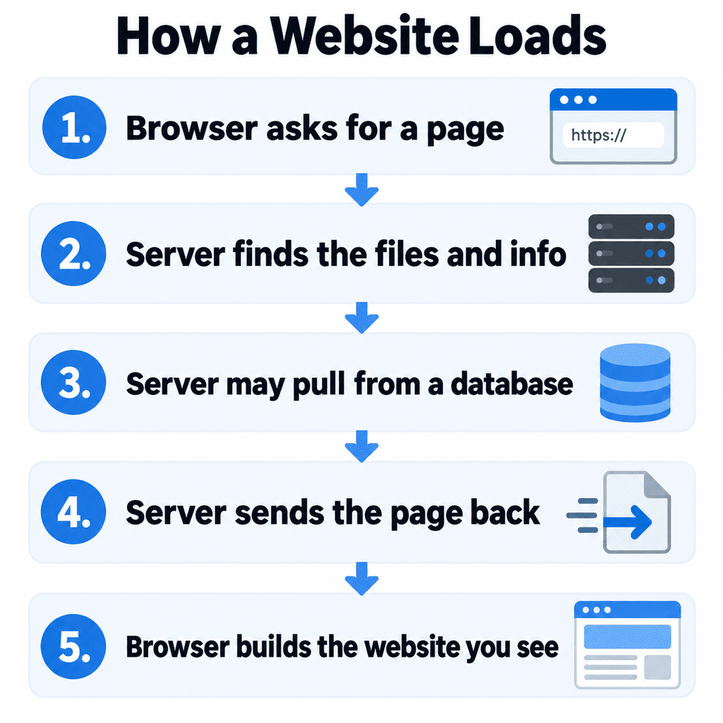 How a hosting server sends a webpage to a browser