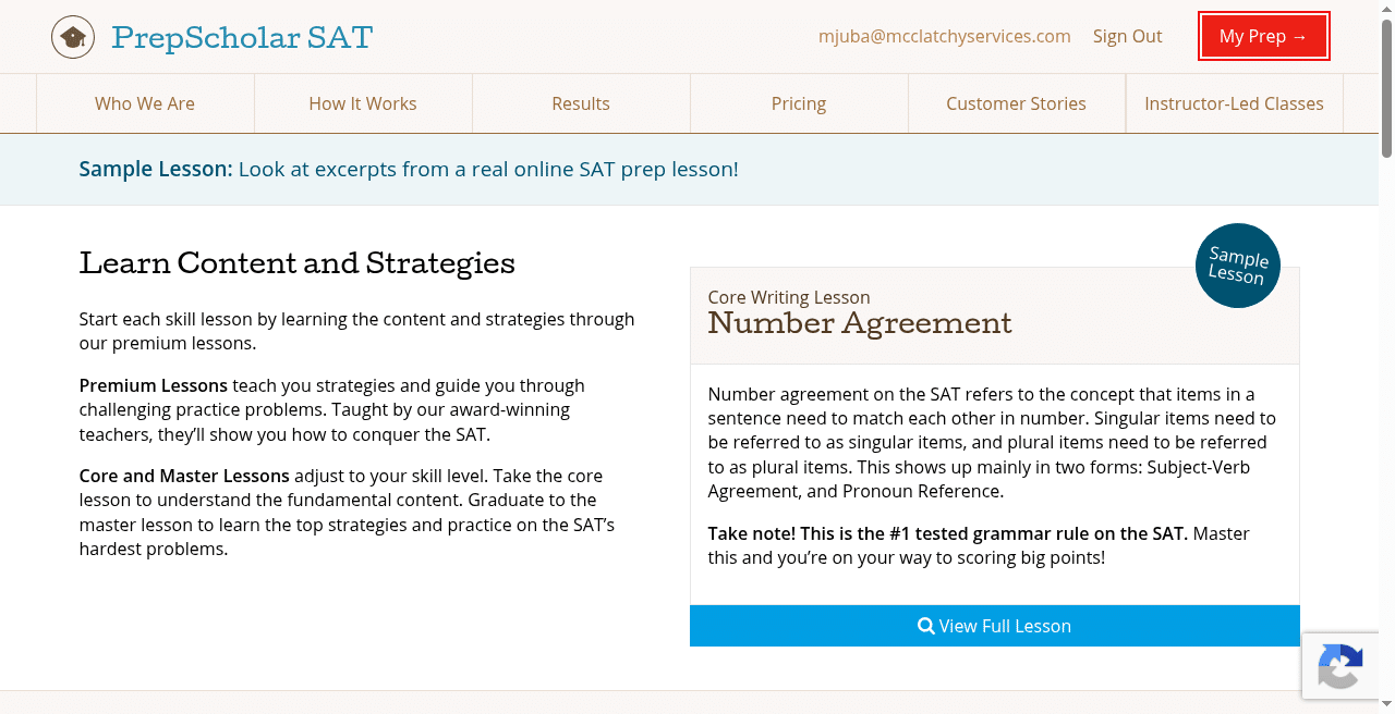 PrepScholar SAT Number Agreement sample lesson
