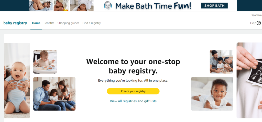 Amazon baby registry home page