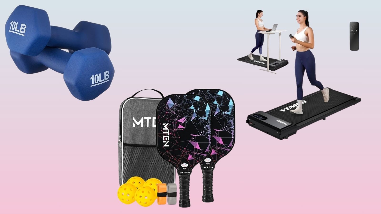 composite photo of fitness products