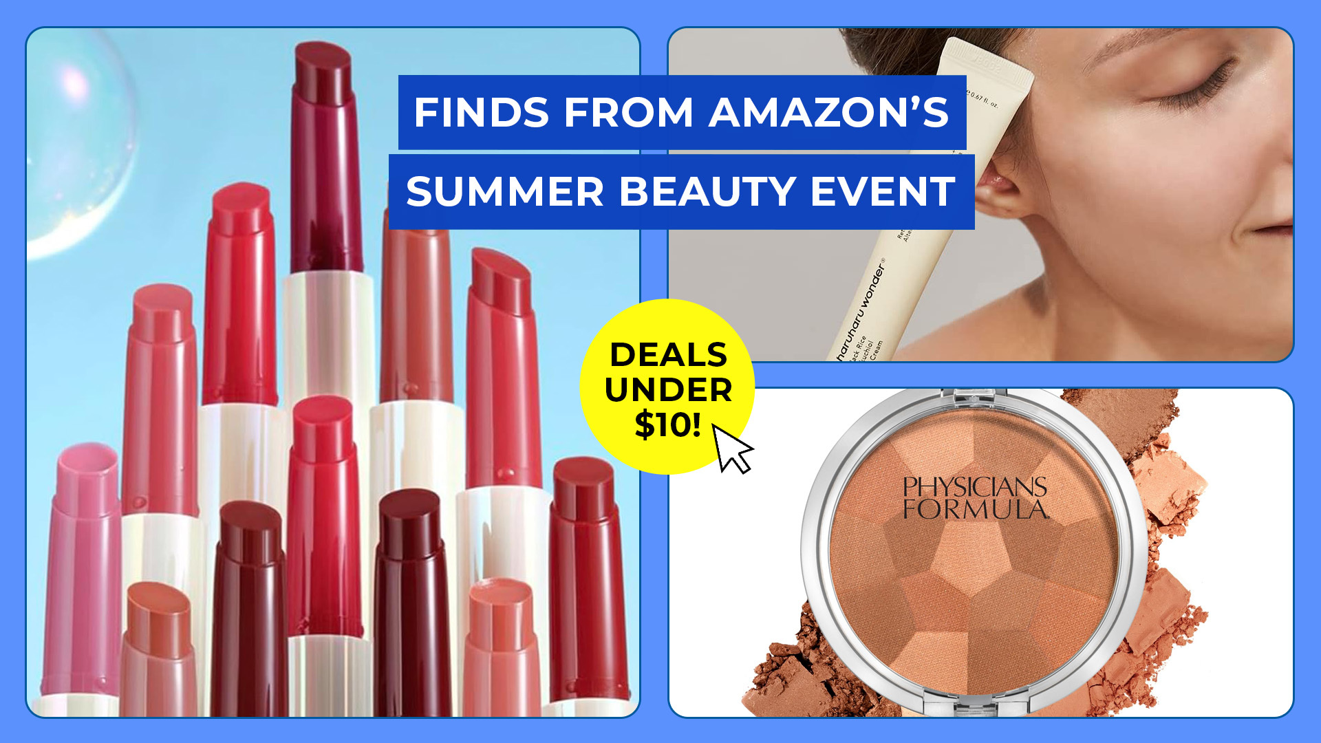 composite image featuring beauty products on sale