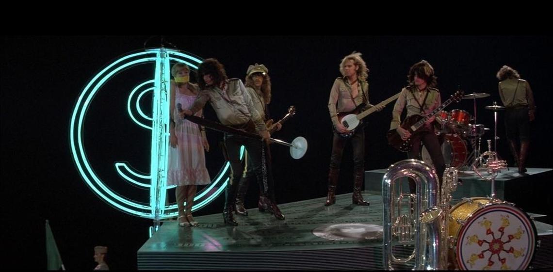 Aerosmith in “Sgt. Pepper’s Lonely Hearts Club Band.” Aerosmith scored a Top 40 hit with this performance of the Beatles’ “Come Together” in 1978.