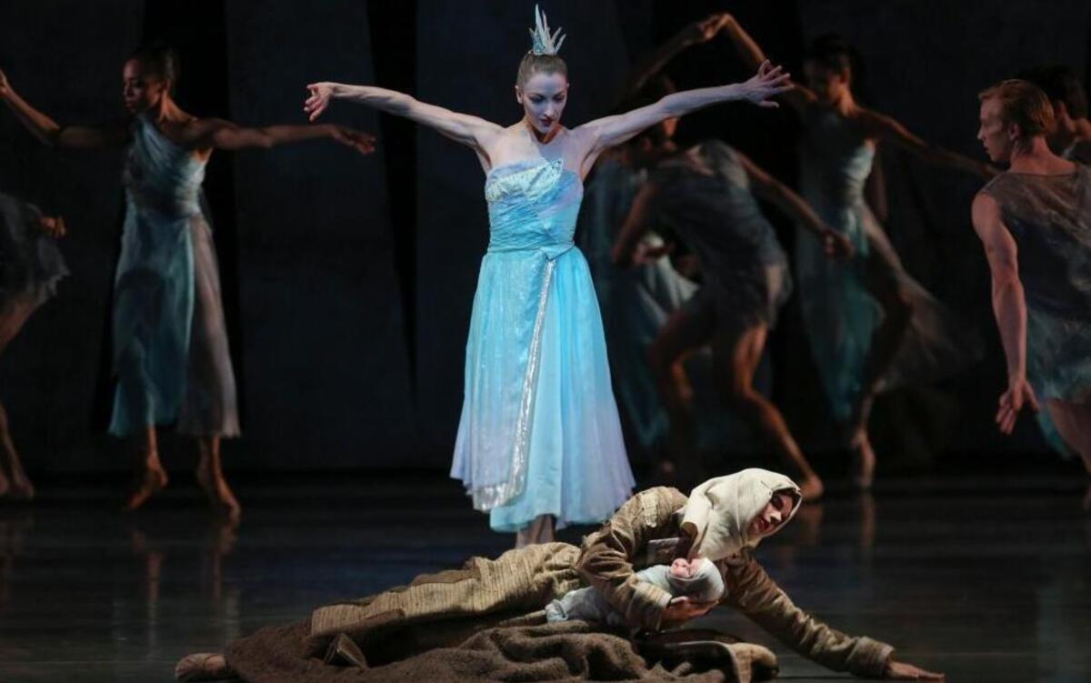 Miami City Ballet’s Simone Messmer, in the title role of Alexei Ratmansky’s “The Fairy’s Kiss” hovers over Jordan-Elizabeth Long. The ballet had its world premiere at the Adrienne Arsht Center Friday night.