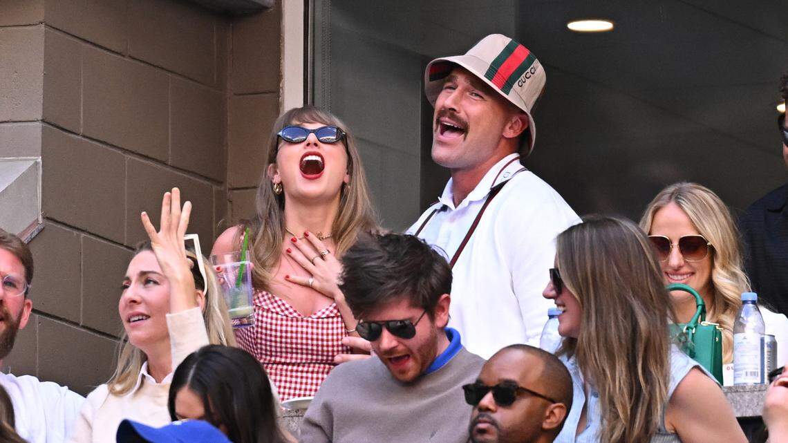 Singer Taylor Swift with boyfriend Travis Kelce supporting Taylor Fritz (USA) during the men final at the 2024 US Open at Billie Jean National Tennis Center in New York City, NY, USA, on September 8, 2024. Photo by Corinne Dubreuil/Abaca/Sipa USA