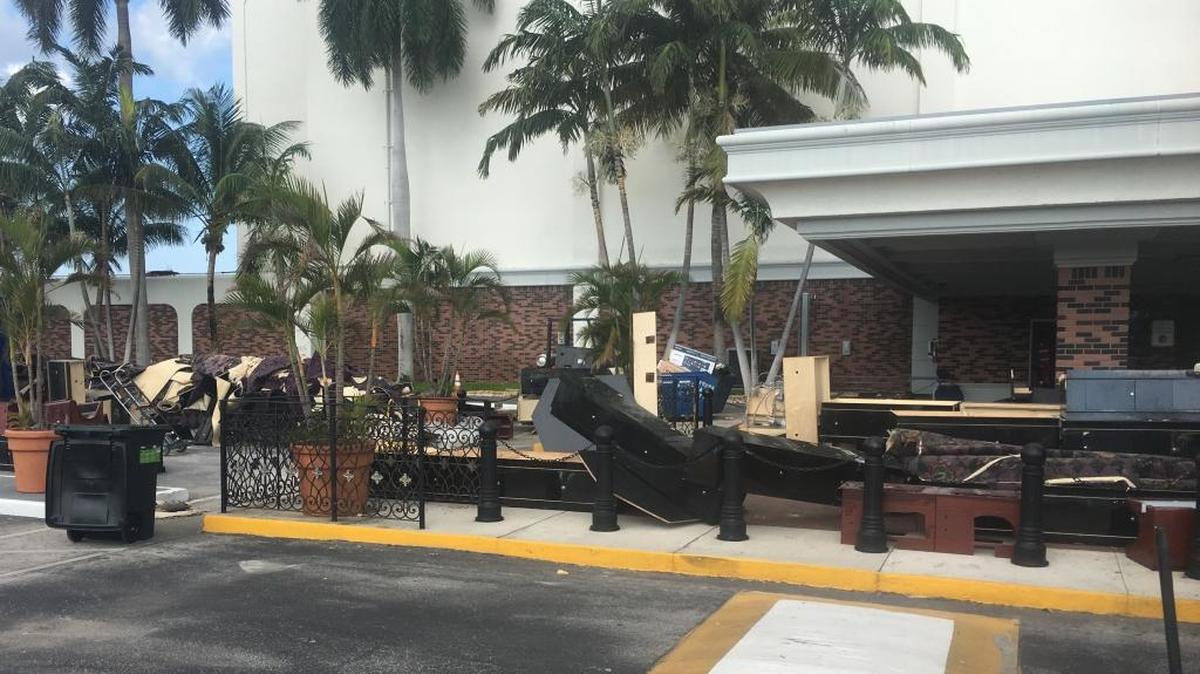 Furniture, carpet and other items have been cleared out of Mardi Gras Casino, which flooded after Hurricane Irma.
