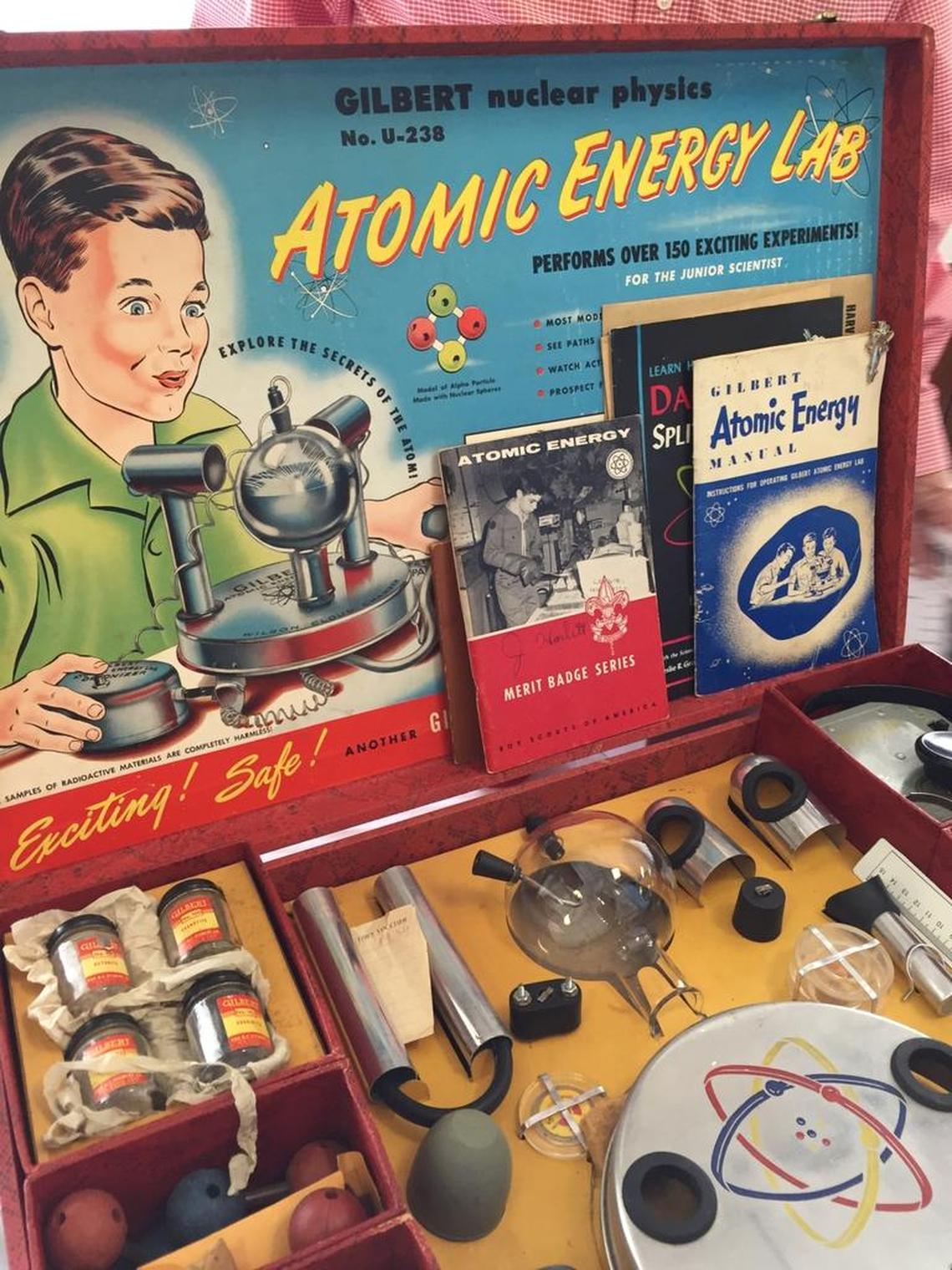 Jim Spina was selling a mint-in-box Gilbert Atomic Energy Laboratory set from the early 1950s.