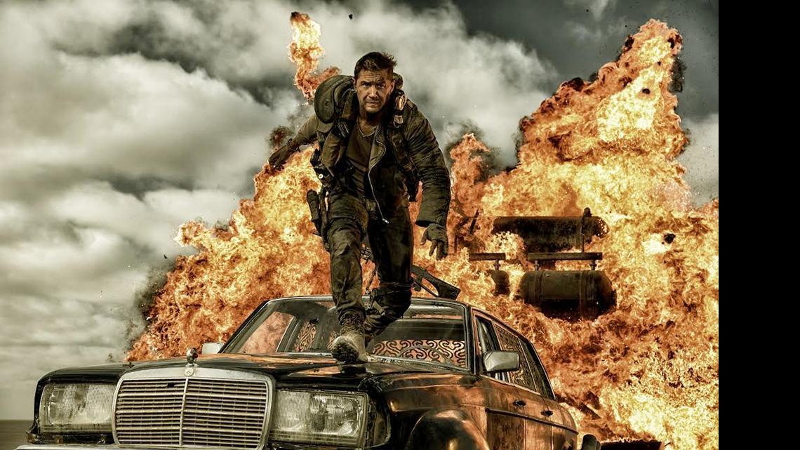 
Max (Tom Hardy) scrambles in a scene from ‘Mad Max: Fury Road.’
