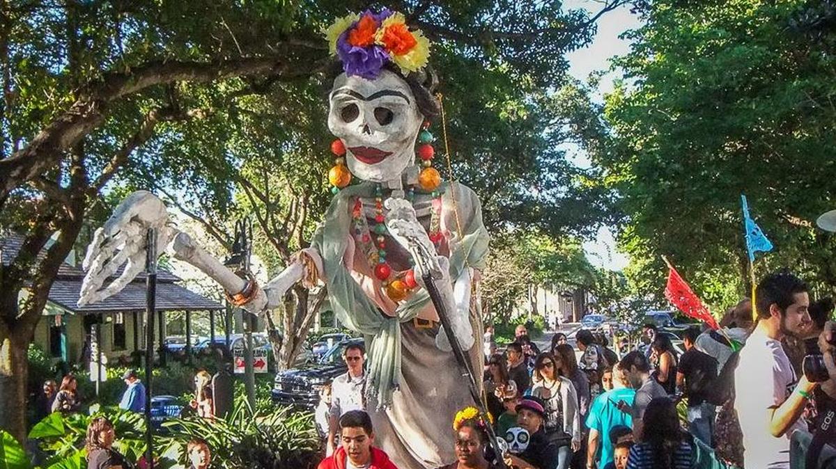 Oversized puppets play a big part in the Florida Day of the Dead Celebration.