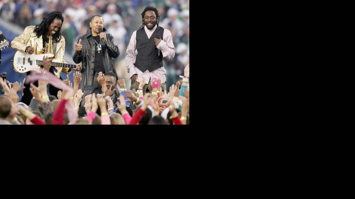at 2005 super bowl:  Earth, Wind & Fire perform during pregame ceremonies at the big game in Jacksonville.