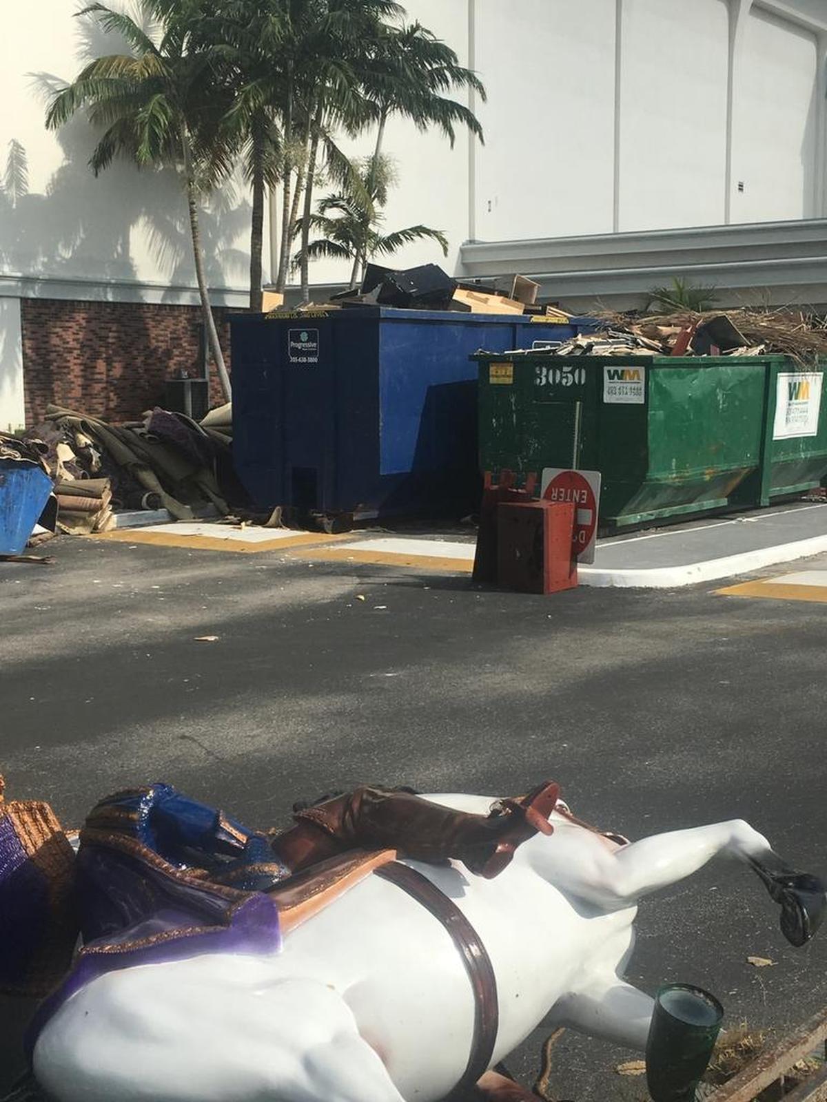 Decorative items, such as a white carousel-like horse, have been cleared out of Mardi Gras Casino, which is undergoing an extensive cleanup.