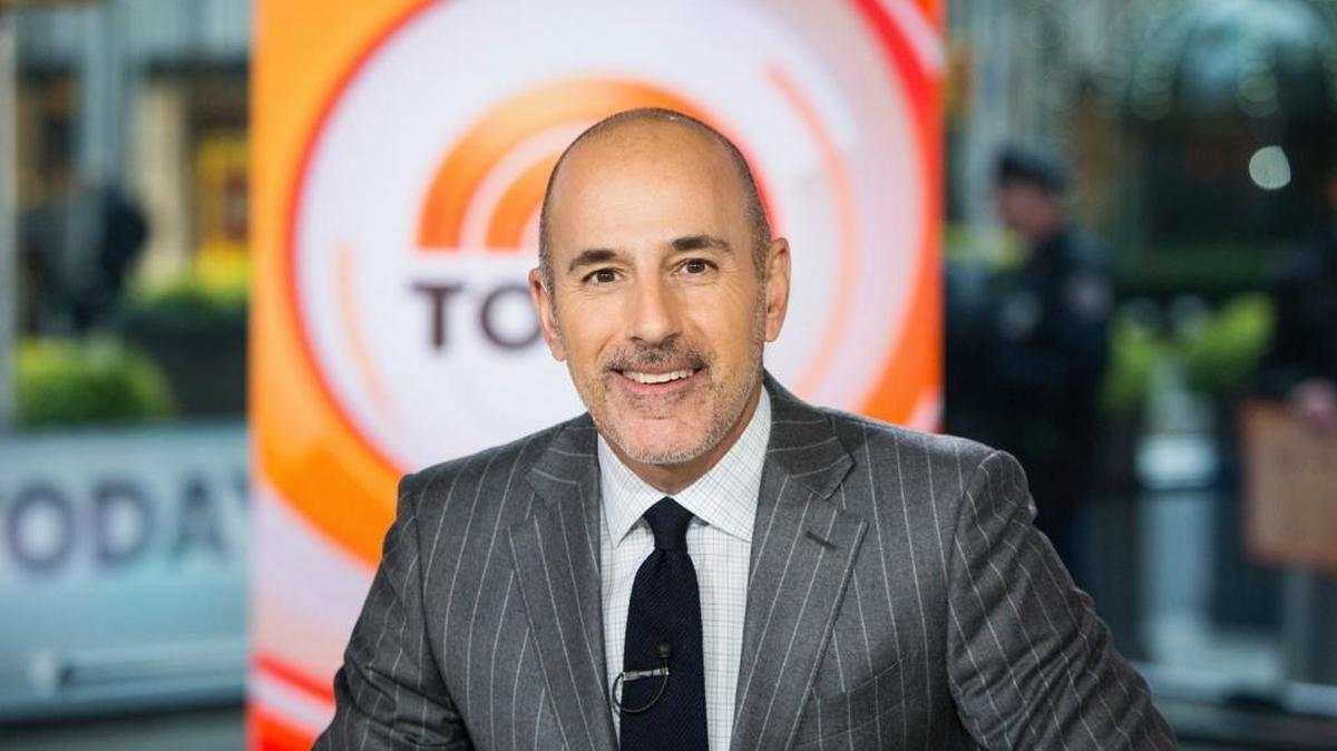 This Nov. 8, 2017, photo released by NBC shows Matt Lauer on the set of the "Today" show in New York. NBC News fired the longtime host for "inappropriate sexual behavior." Lauer's co-host Savannah Guthrie made the announcement at the top of Wednesday's "Today" show.