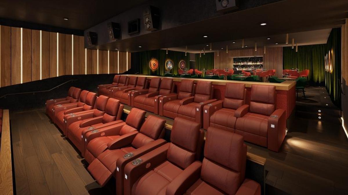 The Spot, a private screening room at the Silverspot Cinema, has 36 seats and its own bar and lounge.