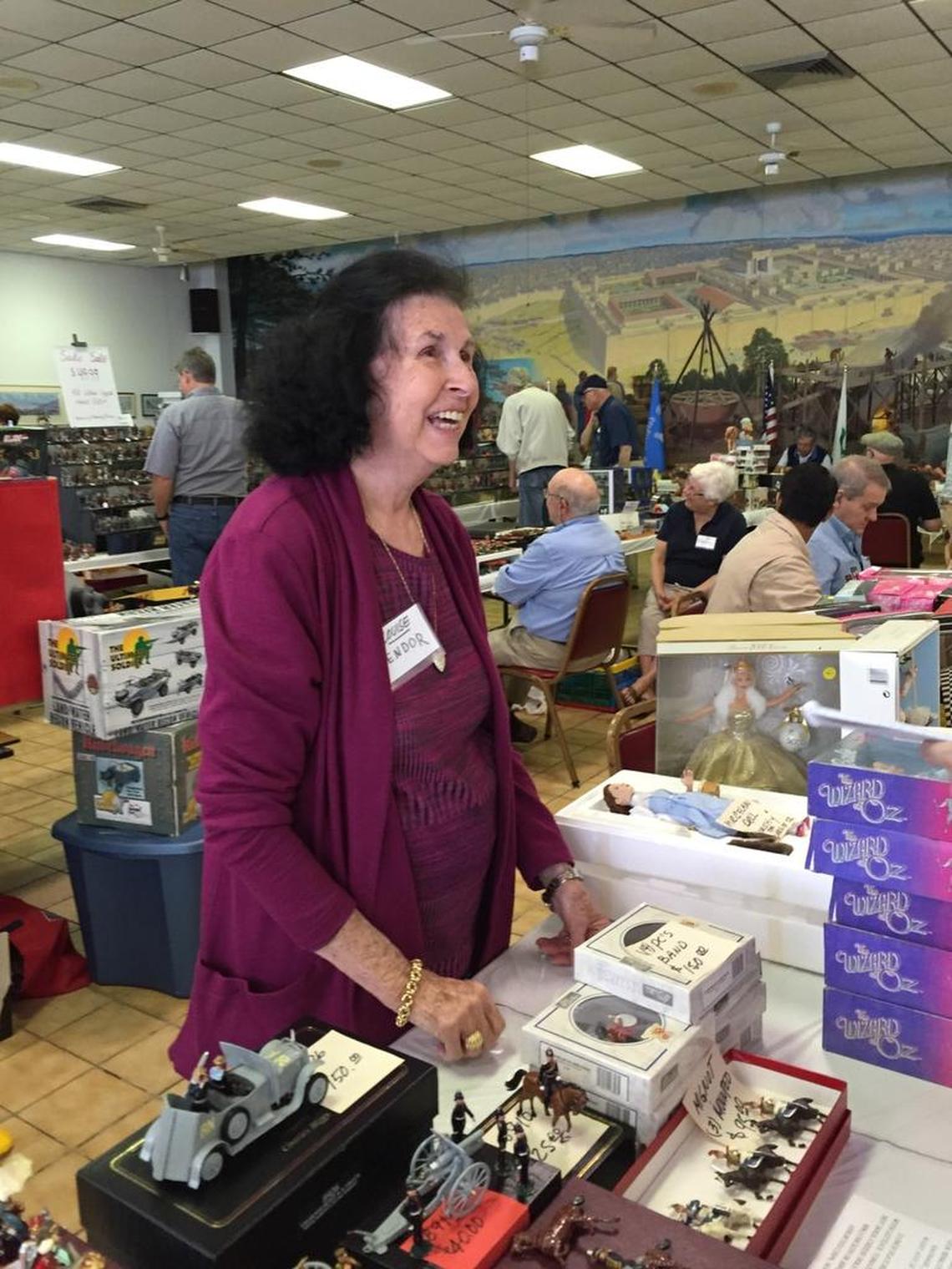 Louise Gaul selling Barbies at the show.