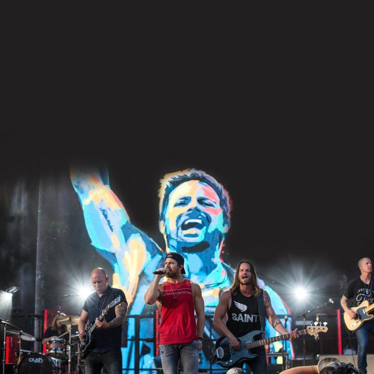 Kip Moore, center, and to his right, bassist Manny Medina Jr., son of Miami businessman Manny Medina, will perform Sept. 3 at Tequila Bay Country Music Festival on the grounds of Miami Marine Stadium.