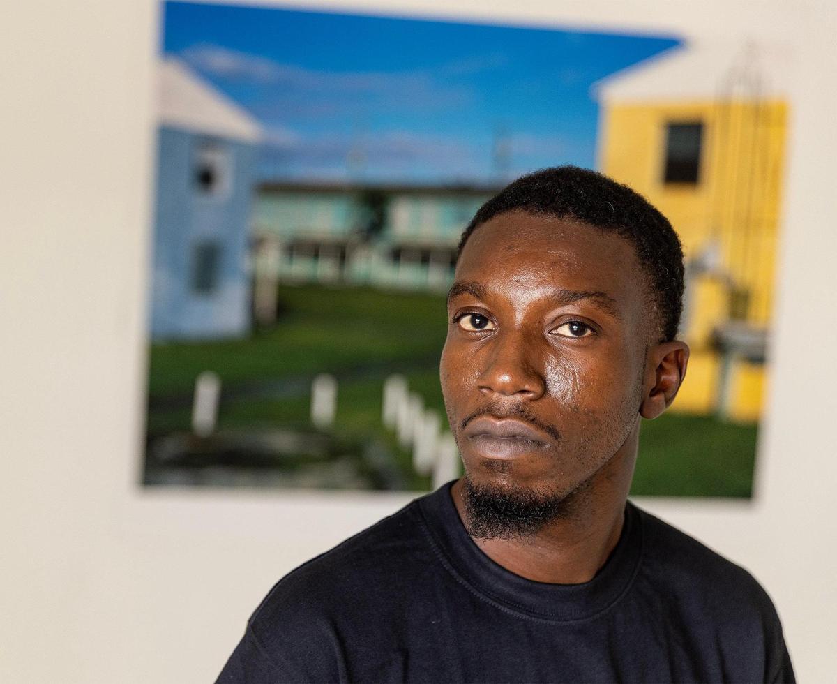 Artist Smith Durogene, winner of the 2022 Oolite Creator Award, in his studio in Miami as he finishes installing the pieces part of his solo show titled “Here Today Gone Tomorrow” opening in his studio on August 31, 2023.