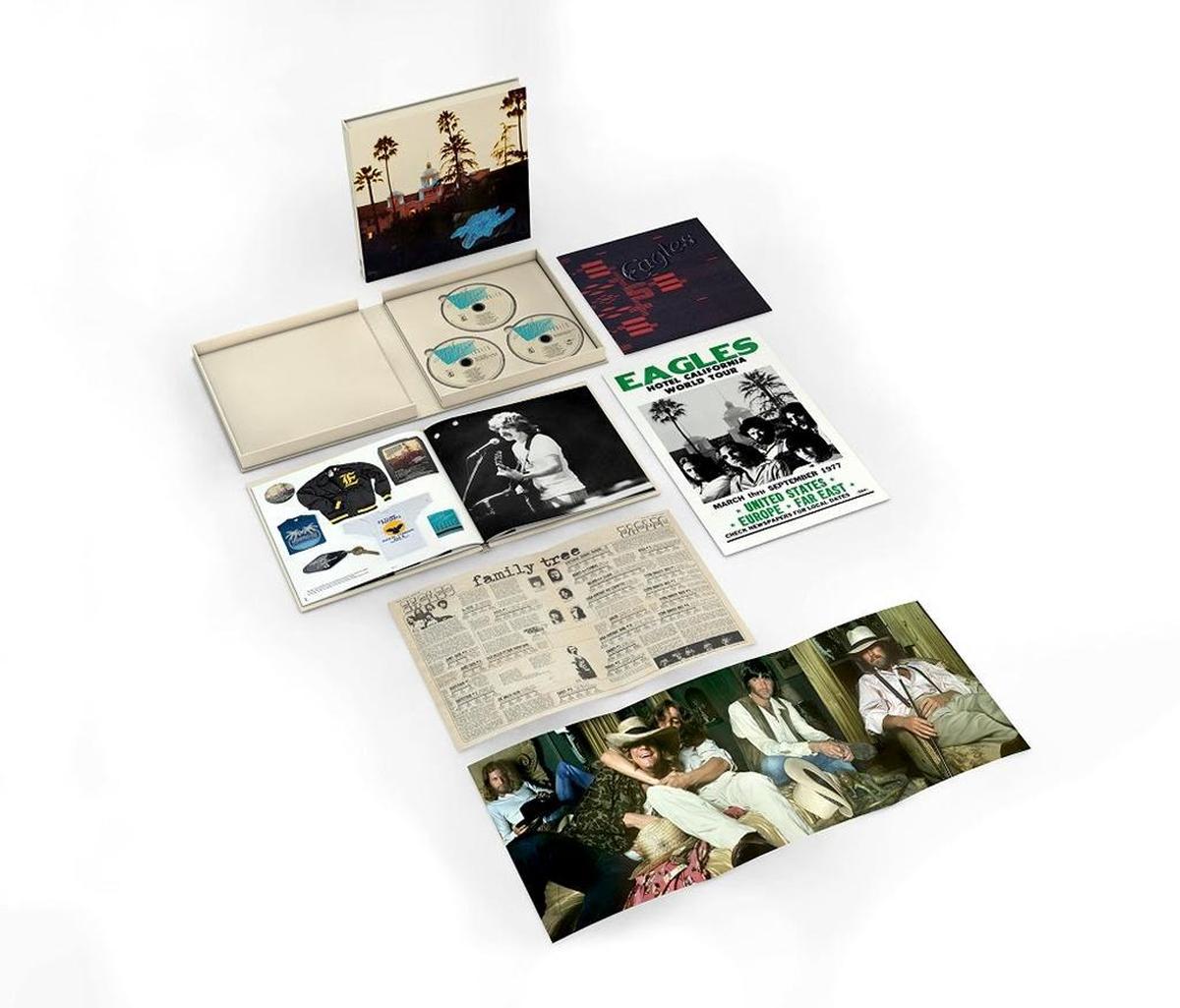 The Eagles’ 40th anniversary edition of ‘Hotel California’ includes the original 1976 album remastered in high definition in 2013, a high res stereo mix and 2001 surround sound mix on Blu-ray.