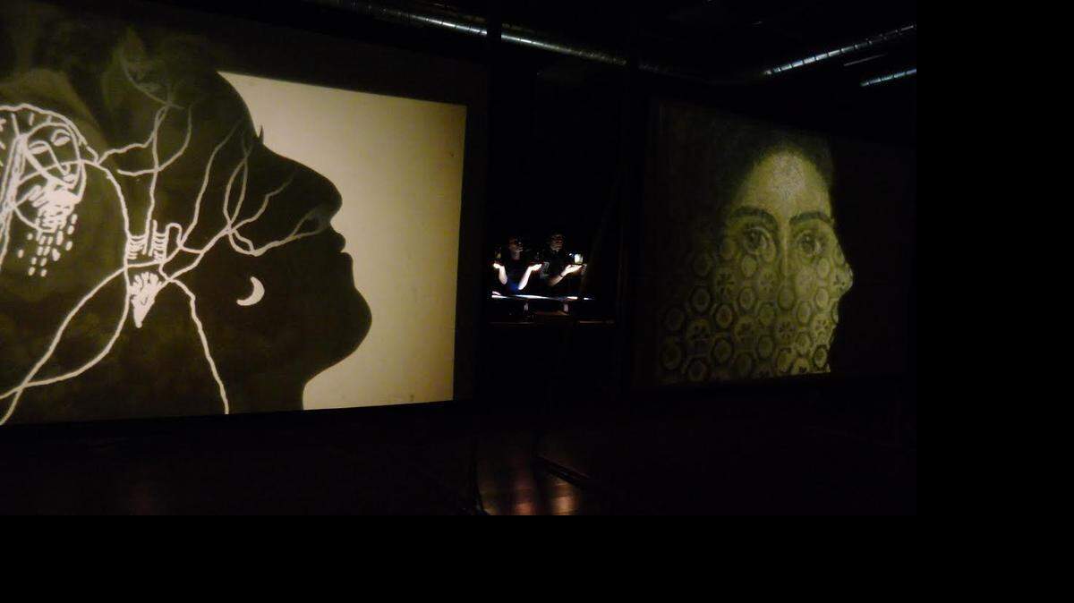
The actors of Manual Cinema rehearse “My Soul’s Shadow,” which incorporates the works of Spanish poet Federico Garcia Lorca.

