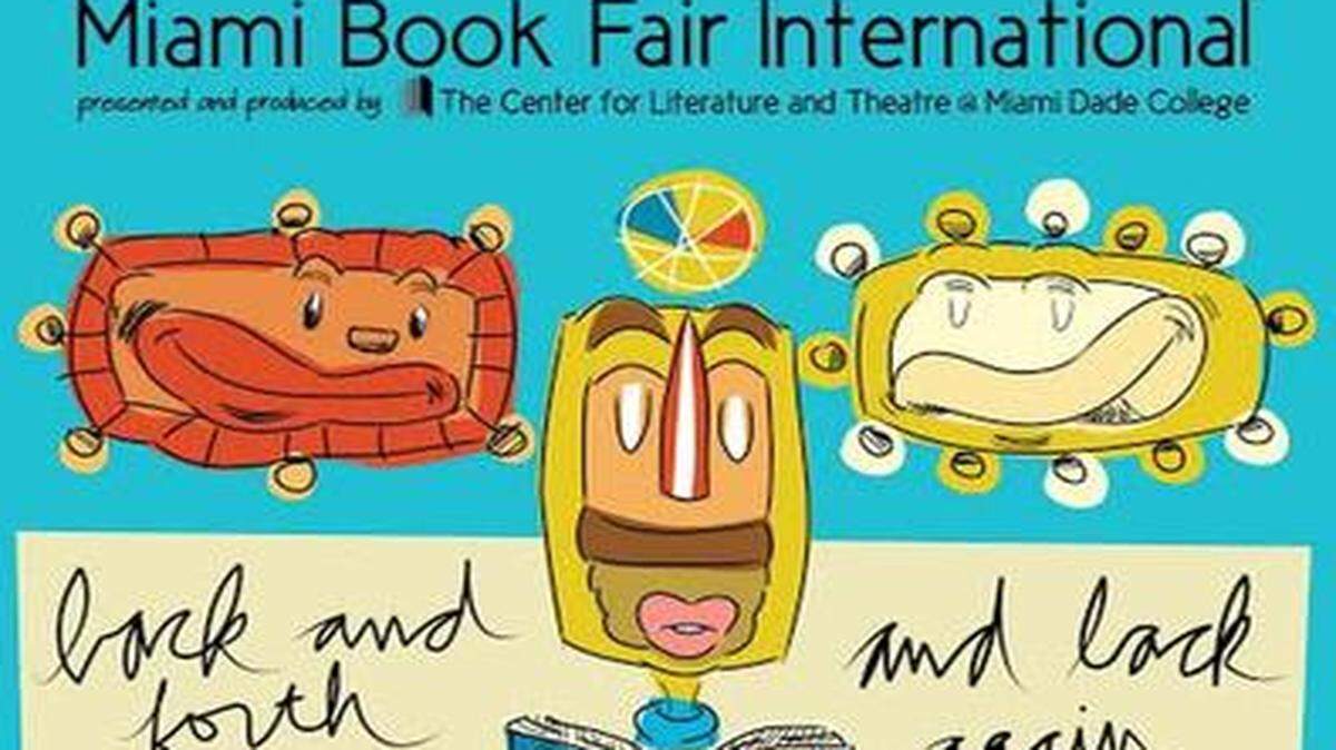 
The Miami Book Fair International poster by Miami-based artist David “LEBO” Le Batard and Australian children’s book author and illustrator Graeme Base. 
