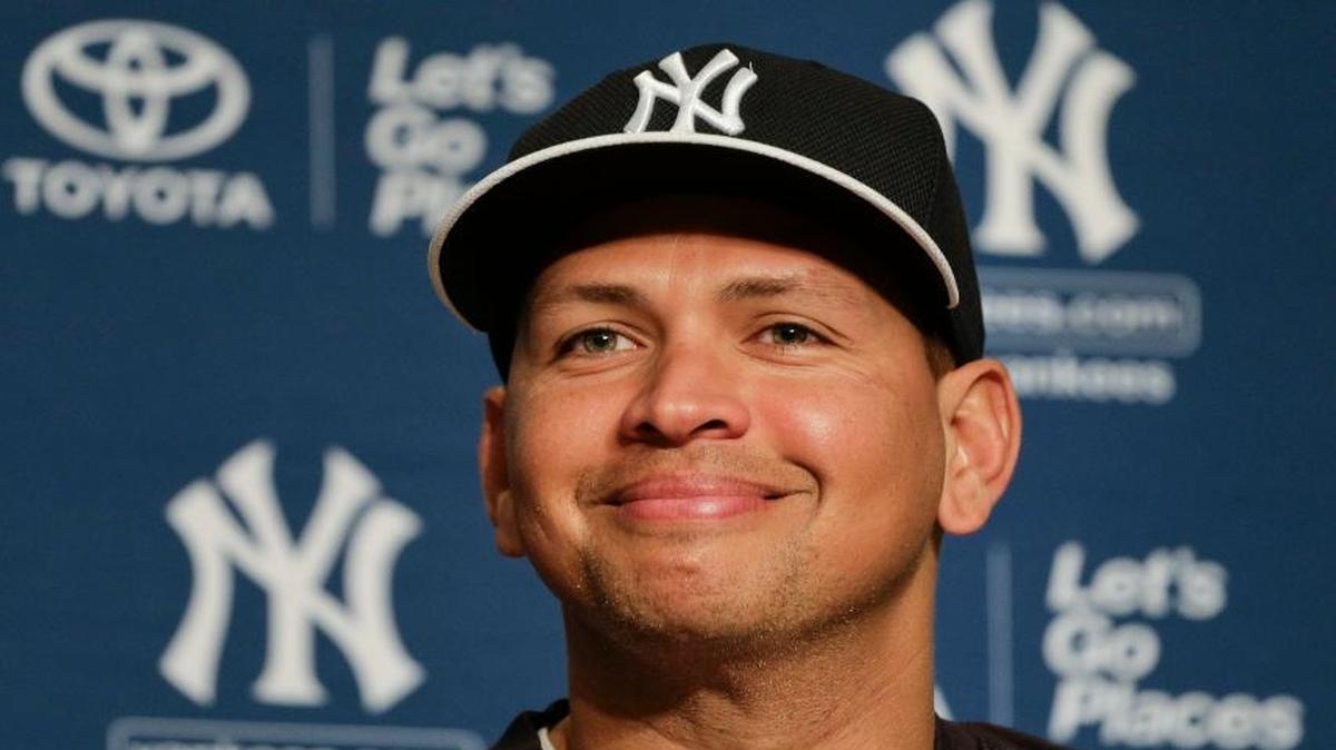 In this July 3, 2015, file photo, New York Yankees Alex Rodriguez answers questions during a news conference in which he was presented with the ball from his 3,000th career hit, in New York. Back from exile and a force in the Yankees' lineup at age 40, Alex Rodriguez is 75 home runs from tying Barry Bonds' career record. He has two seasons remaining in his contract with New York.