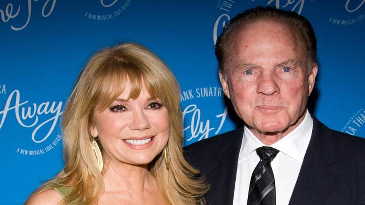 
FILE - In this March 25, 2010 file photo, Kathie Lee Gifford and Frank Gifford arrive at the opening night performance of the Broadway musical 'Come Fly Away' in New York. In a statement released by NBC News on Sunday, Aug. 9, 2015, his family said Gifford died suddenly at his Connecticut home of natural causes that morning. (AP Photo/Charles Sykes, File) 
