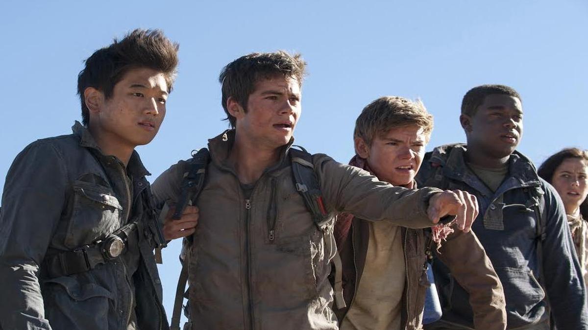 
Min Ho, Dylan O’Brien, Thomas Brodie Sanger, Dexter Darden and Kaya Scodelario in ‘The Maze Runner: The Scorch Trials’
