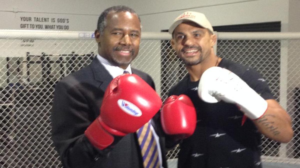 Ben Carson and UFC fighter Vitor Belfort at OTB Fight in Coconut Creek