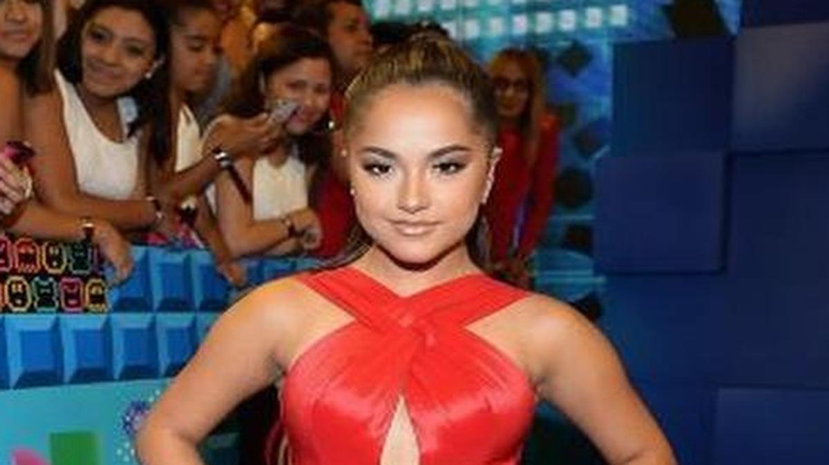 
Becky G at Premios Juventud red carpet at Bank United Center 
