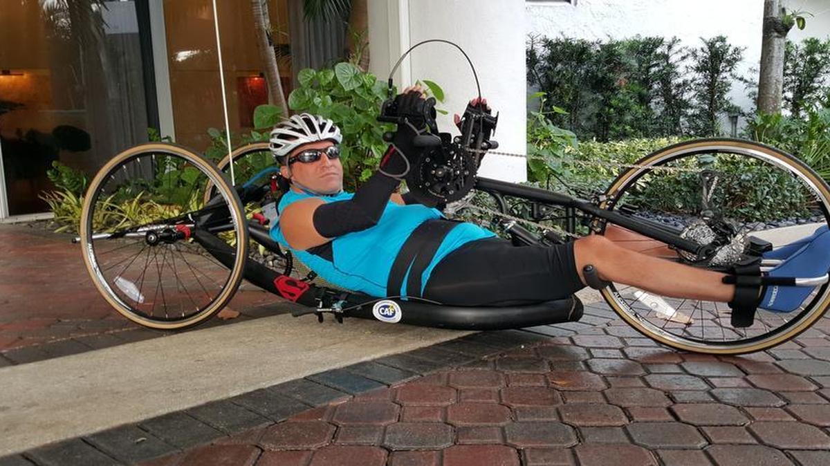 Alan T Brown prepares for the NYC marathon on his hand bike